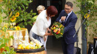 kitl JItka Volfová dostala kytici, ve které byly citrony a pomeranče.